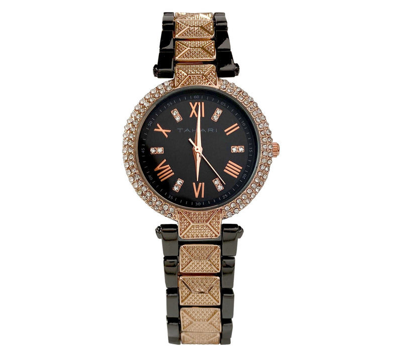 Tahari Women's Gunmetal & Rosetone Crystal Watch — Main view