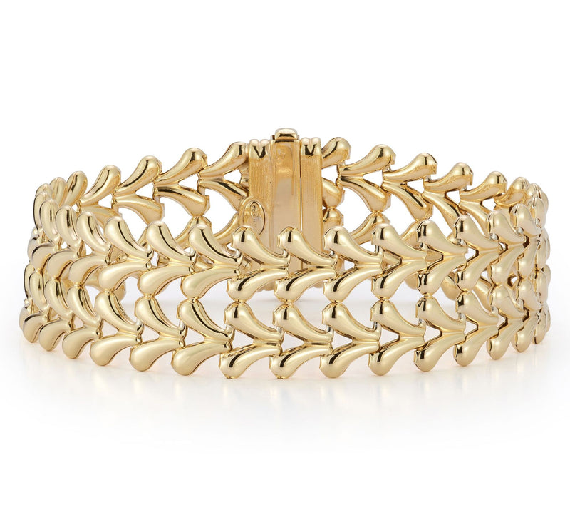 Italian Silver Double Row V-Link Chain Bracelet, Sterling — Main view