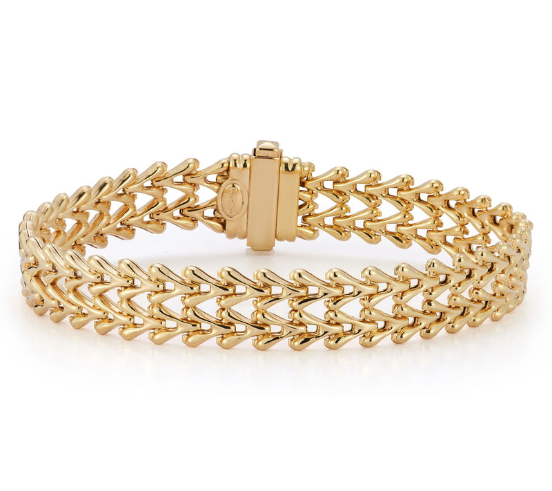 Italian Silver Thin Double Row V-Link Chain Bracelet, Sterling — View 8