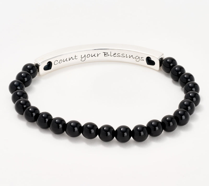 Christian James by Scott Grimes Sterling Silver Mantra Stretch Bracelet — View 2