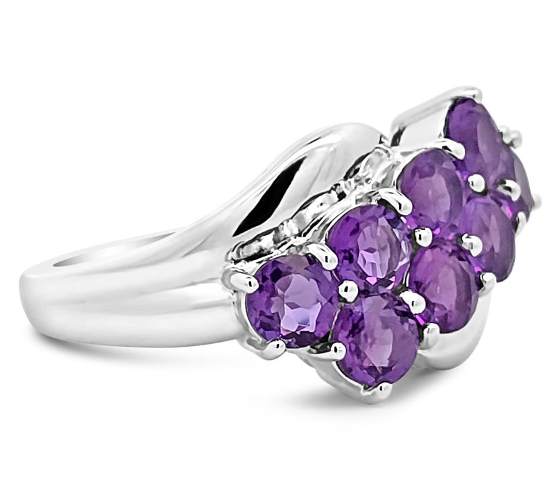 Ariva Sterling Silver Amethyst Malibu Ring — View 2