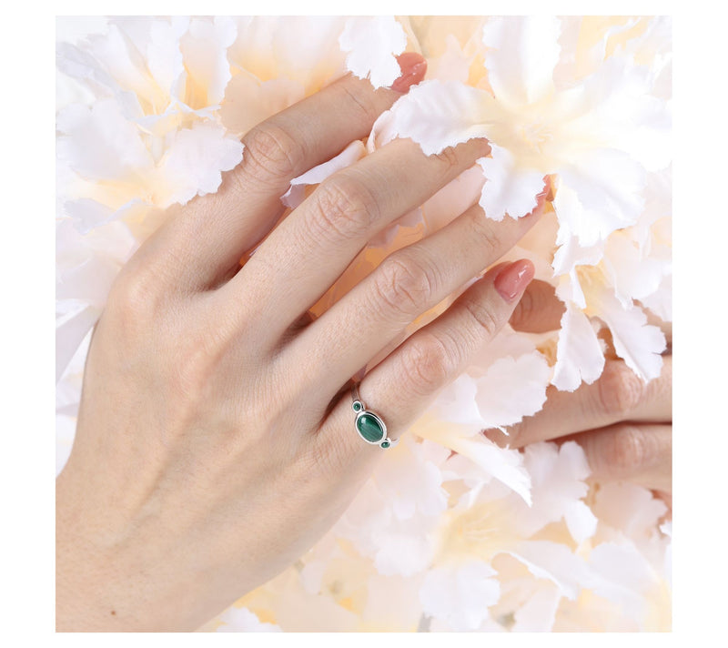 Ariva Sterling Silver Malachite Capri Ring — View 5