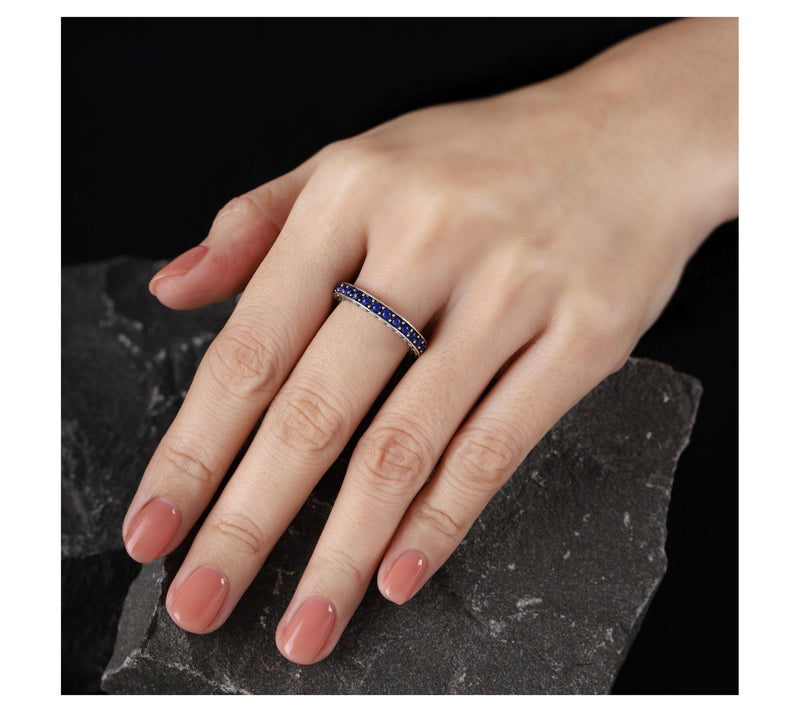 Tiffany Kay Studio Sterling Purl Knit GemstoneEternity Ring — View 6