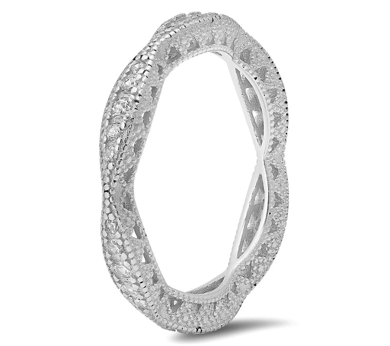 Diamonique Vintage Swirl Eternity Band Ring, Sterling Silver — View 2