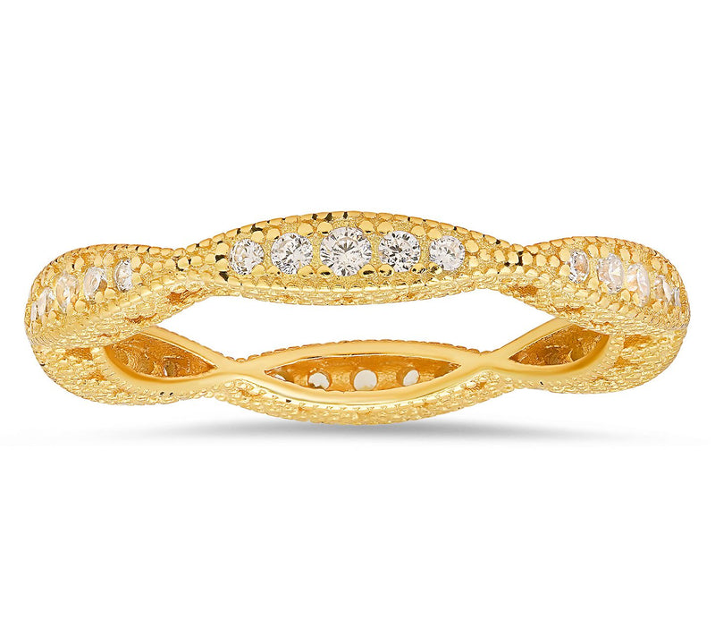 Diamonique Vintage Swirl Eternity Band Ring, Sterling Silver — View 6