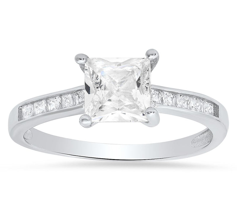 Diamonique 1.35 cttw Princess Cut Ring, Sterling Silver — Main view