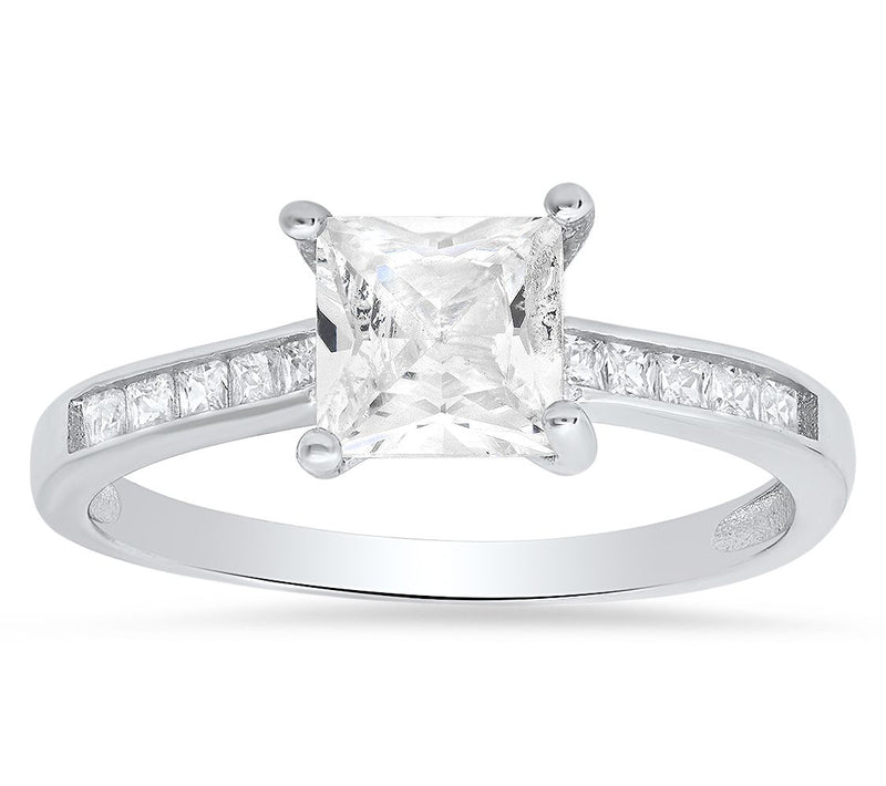 Diamonique 1.35 cttw Princess Cut Ring, Sterling Silver — View 4