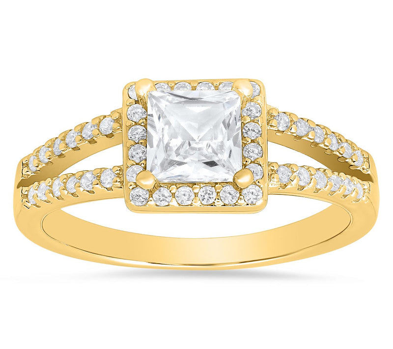 Diamonique 0.90 cttw Split Band Halo Ring, Sterling Silver — View 6