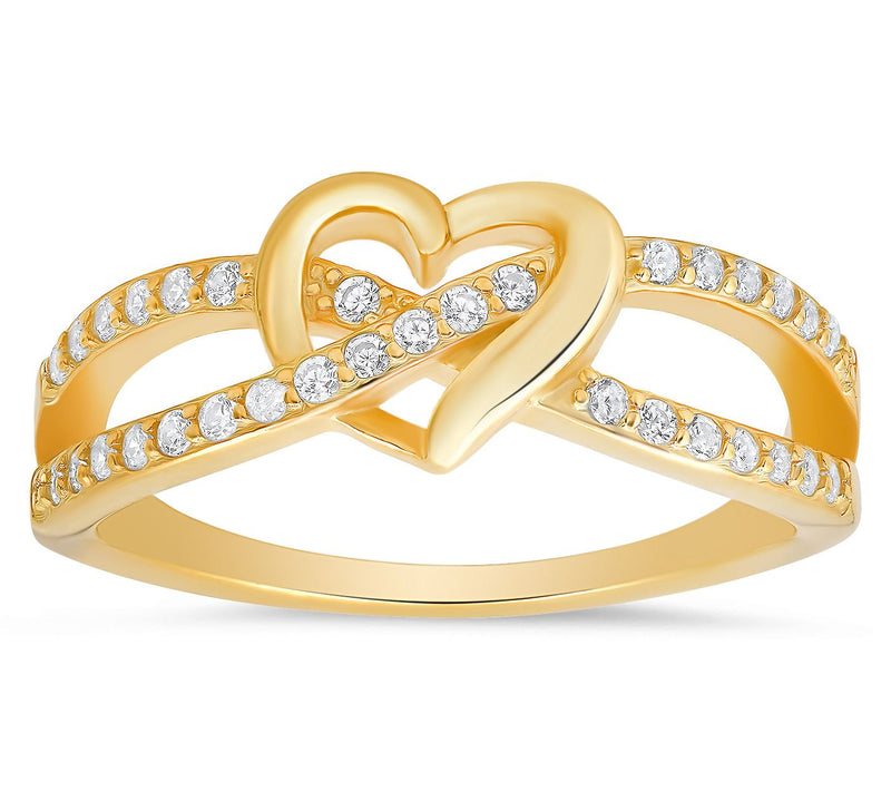 Diamonique Pave Swirling Heart Ring, Sterling Silver — View 6