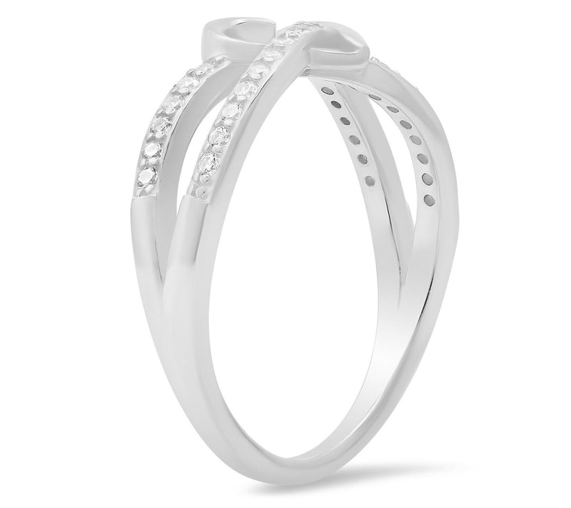 Diamonique Pave Swirling Heart Ring, Sterling Silver — View 2