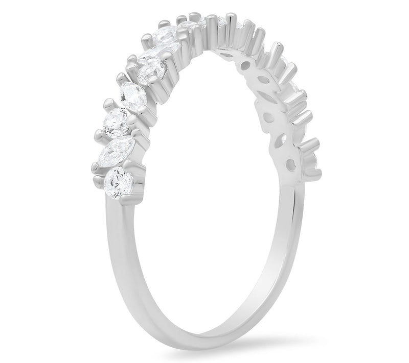 Diamonique Marquise Cut Band Ring, Sterling Silver — View 2