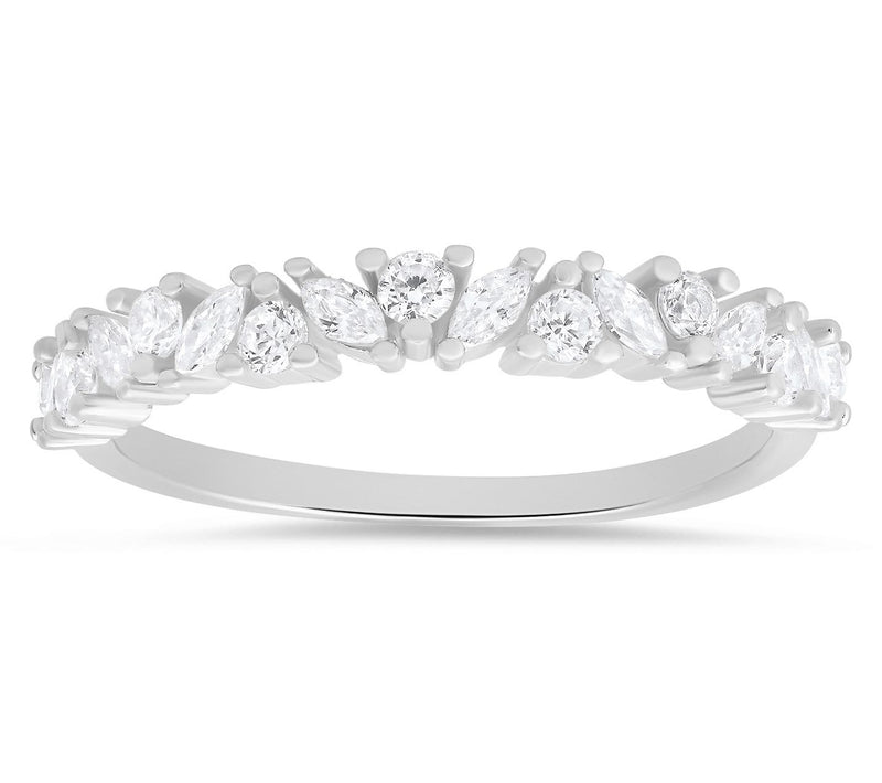 Diamonique Marquise Cut Band Ring, Sterling Silver — View 5
