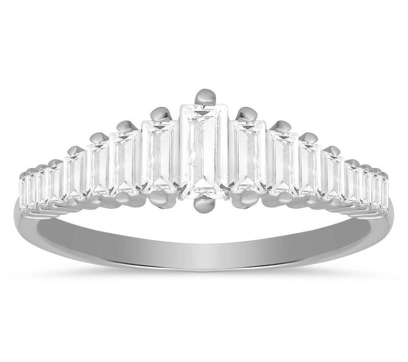 Diamonique Art Deco Baguette Cut Ring, SterlingSilver — View 5