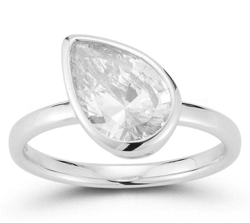 Rachel Zoe Pear Cut Solitaire Ring, Sterling — View 3