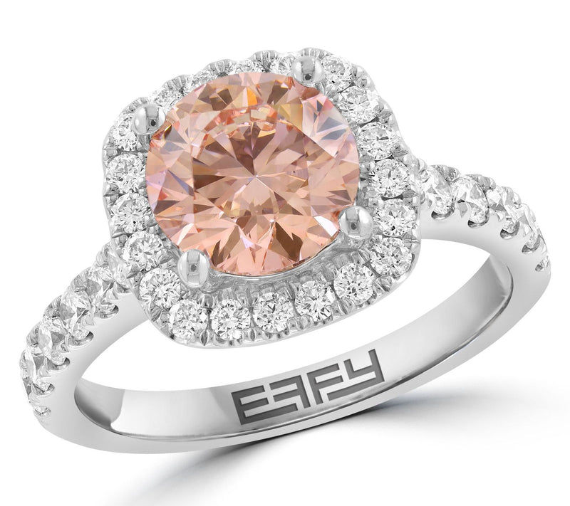 Effy Lab Grown Pink & White Diamond Ring, 14K White Gold — Main view