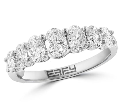 Effy Lab Grown Oval Diamond Band Ring, 14K White Gold