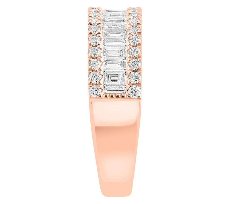 Effy Round & Baguette Cut Diamond Band Ring, 14K Rose Gold — View 3