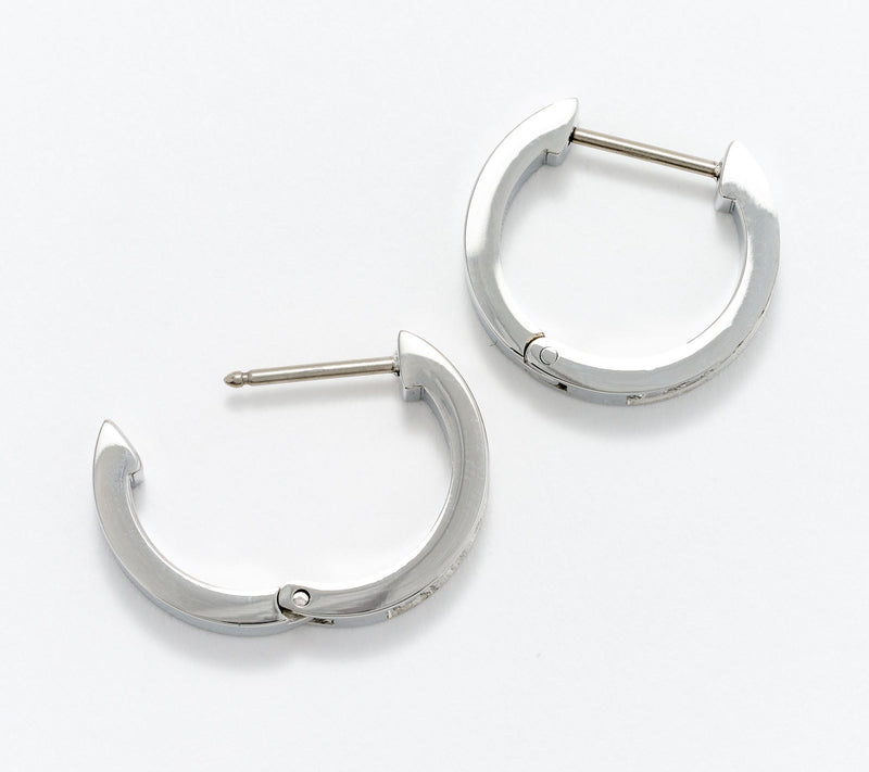 Steel by Diamonique 1/2" Hinged Hoop Earrings — View 2