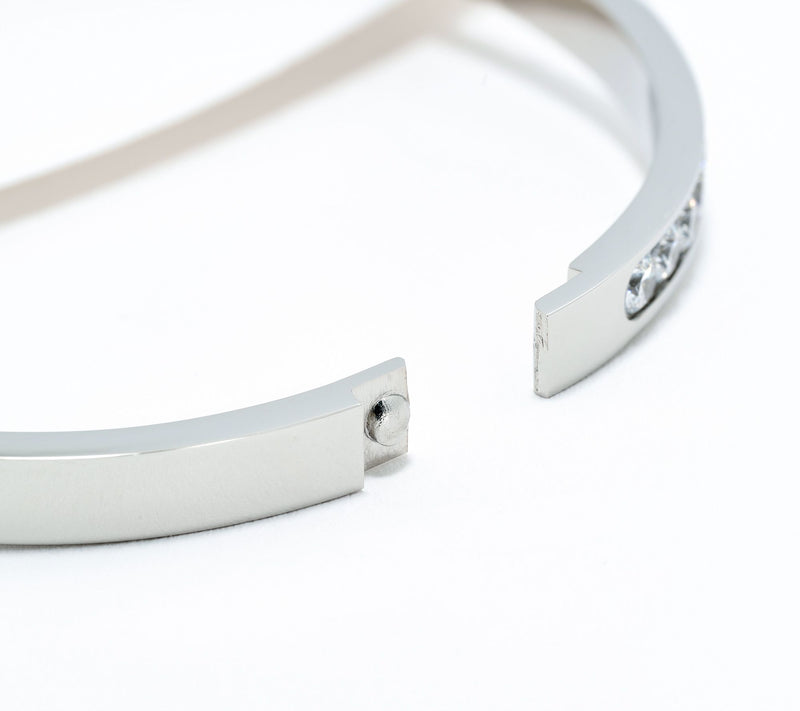 Steel by Diamonique Round Cut Pave Bangle — View 2