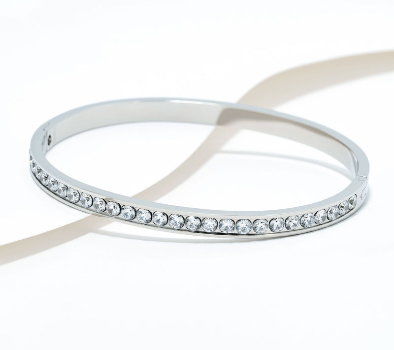 Steel by Diamonique Round Cut Pave Bangle — View 7