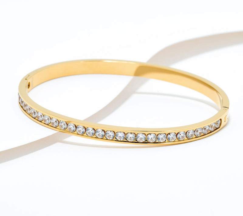 Steel by Diamonique Round Cut Pave Bangle — View 9