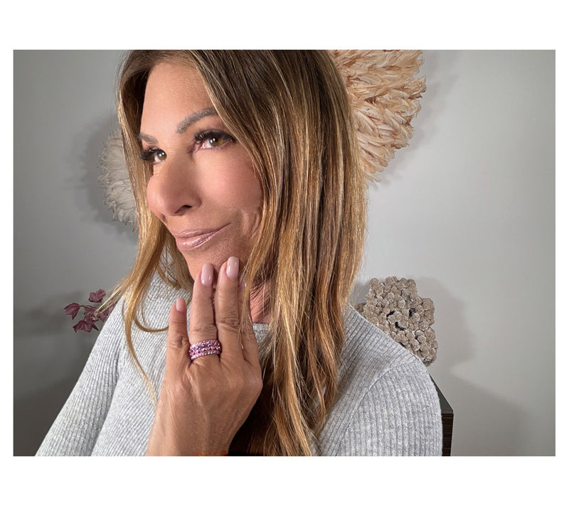 Diamonique x Jennifer Miller Pink Eternity RingSet, Sterling — View 4