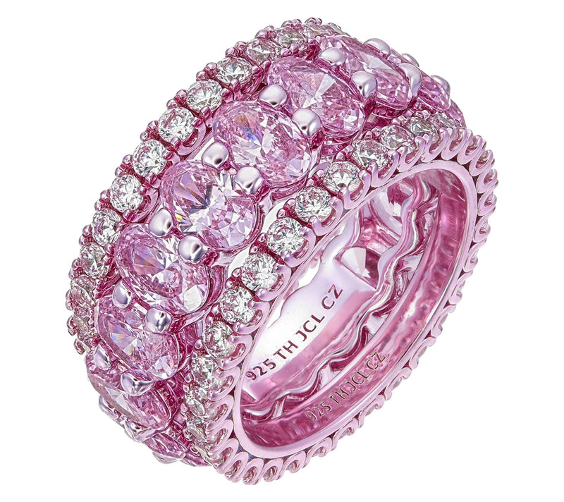 Diamonique x Jennifer Miller Pink Eternity RingSet, Sterling — Main view