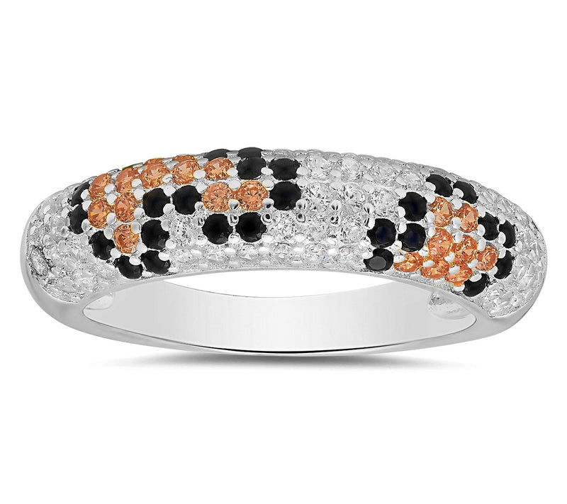Diamonique Leopard Skin Band Ring, Sterling Silver — View 5