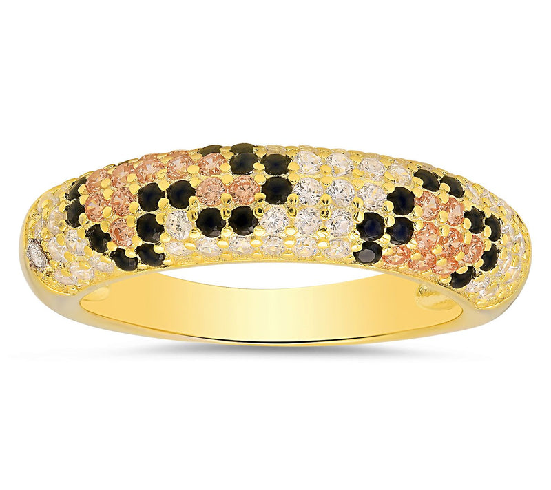 Diamonique Leopard Skin Band Ring, Sterling Silver — Main view