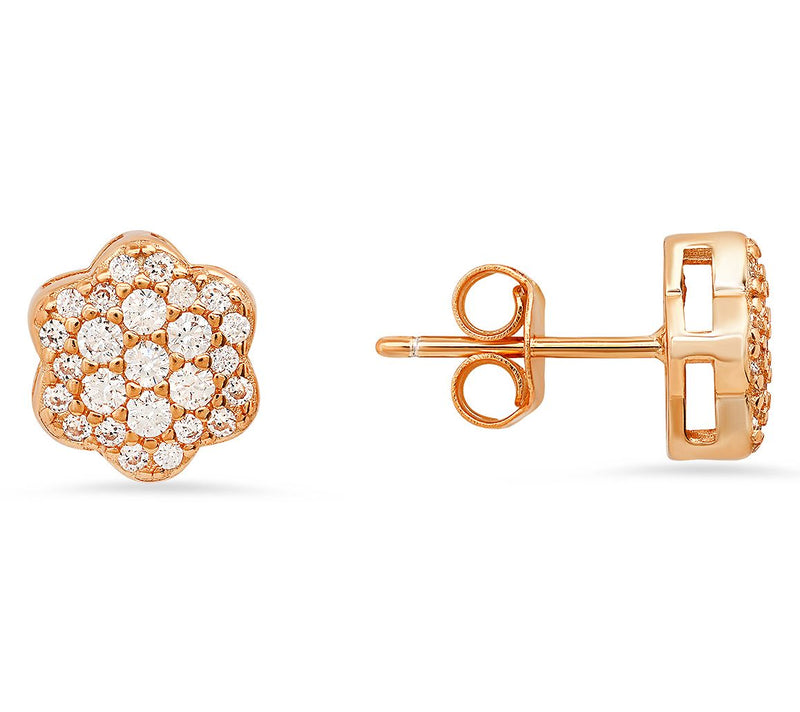 Diamonique Petite Flower Stud Earrings, Sterling Silver — View 5