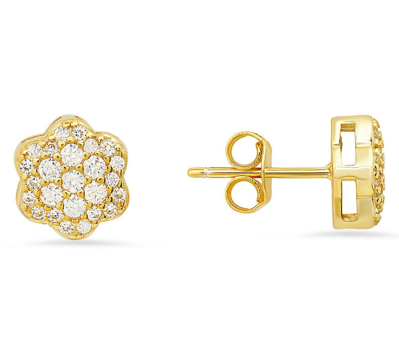 Diamonique Petite Flower Stud Earrings, Sterling Silver — View 7