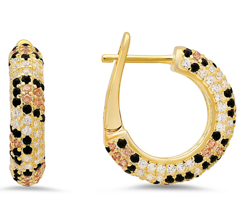 Diamonique Leopard Skin Hoop Earrings, SterlingSilver — View 3