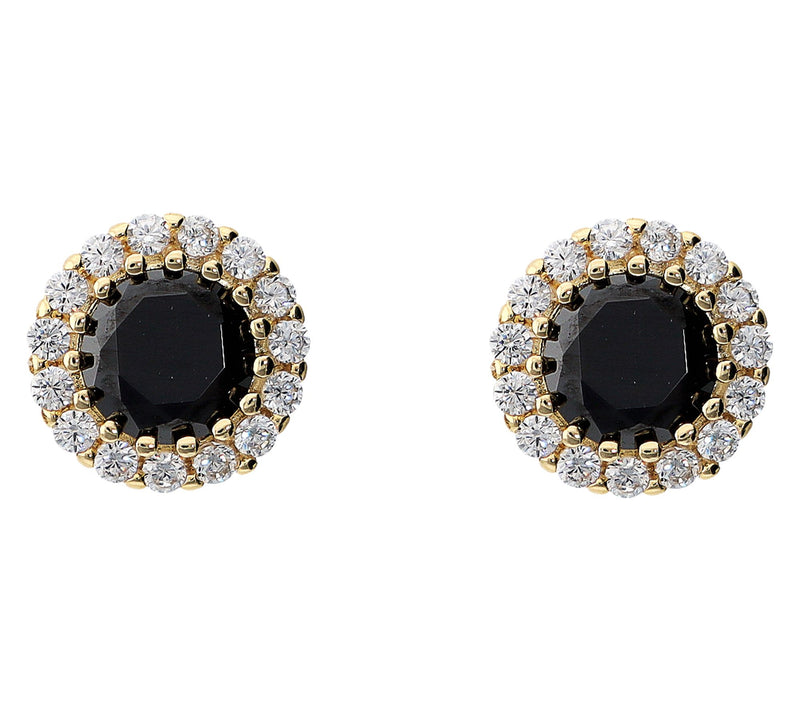 Diamonique Halo Stud Earrings, 14K Gold Plated — View 10