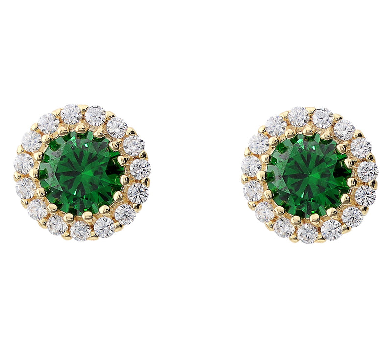 Diamonique Halo Stud Earrings, 14K Gold Plated — View 11