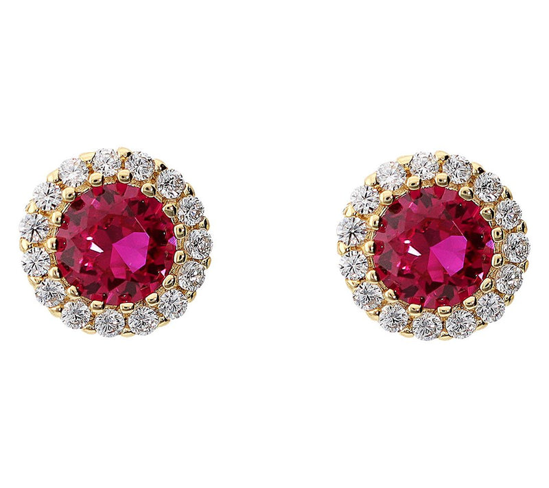 Diamonique Halo Stud Earrings, 14K Gold Plated — View 12