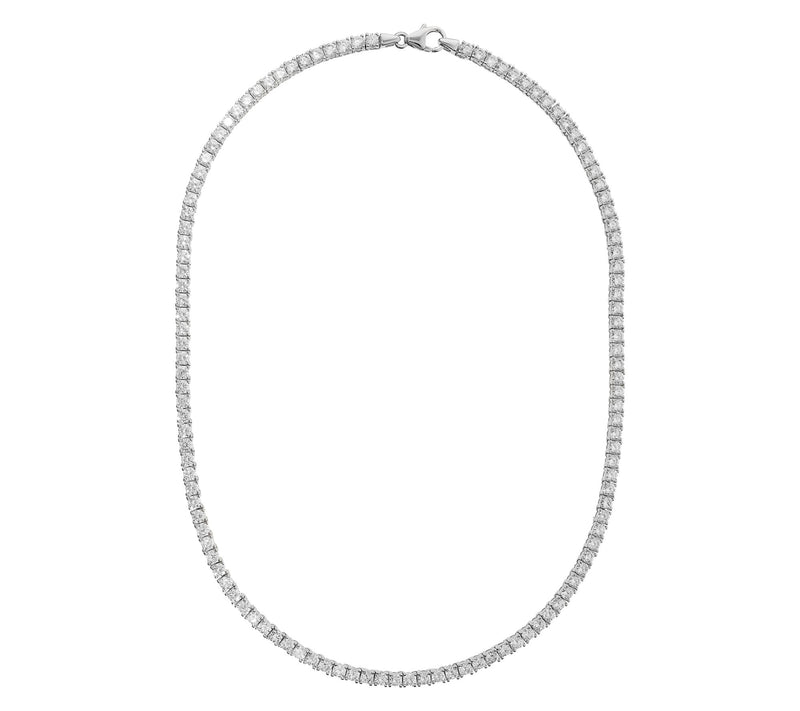 Diamonique 16" Tennis Necklace, Sterling Silver — View 2