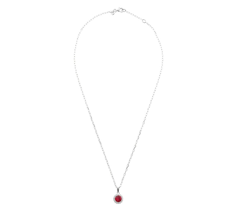 Diamonique Halo Pendant w/ Chain, Sterling Silver — View 2
