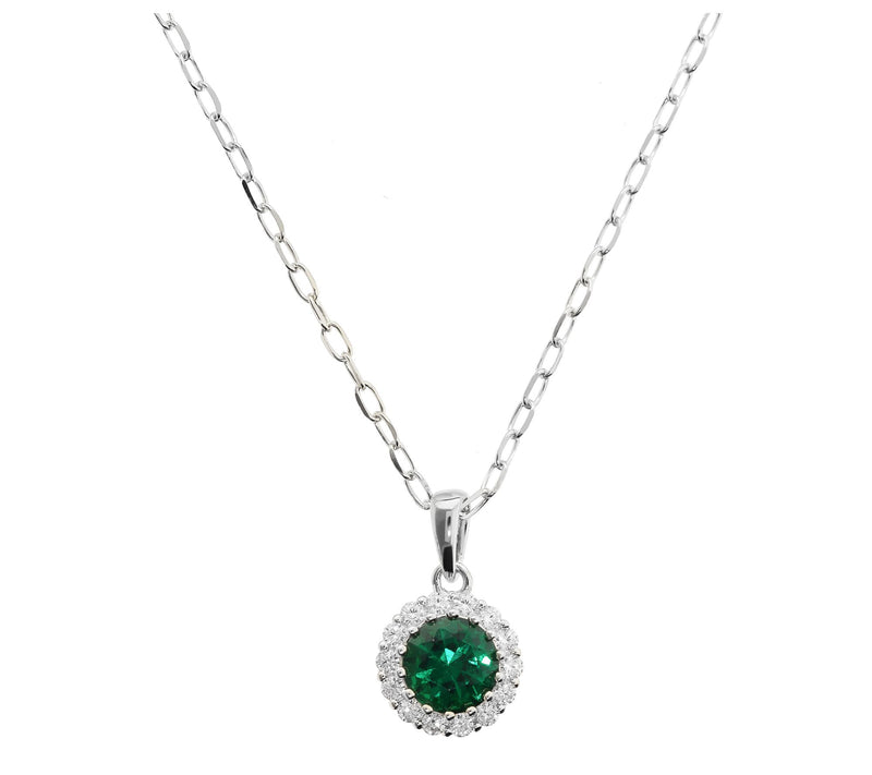Diamonique Halo Pendant w/ Chain, Sterling Silver — View 11