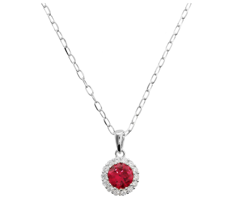 Diamonique Halo Pendant w/ Chain, Sterling Silver — View 12