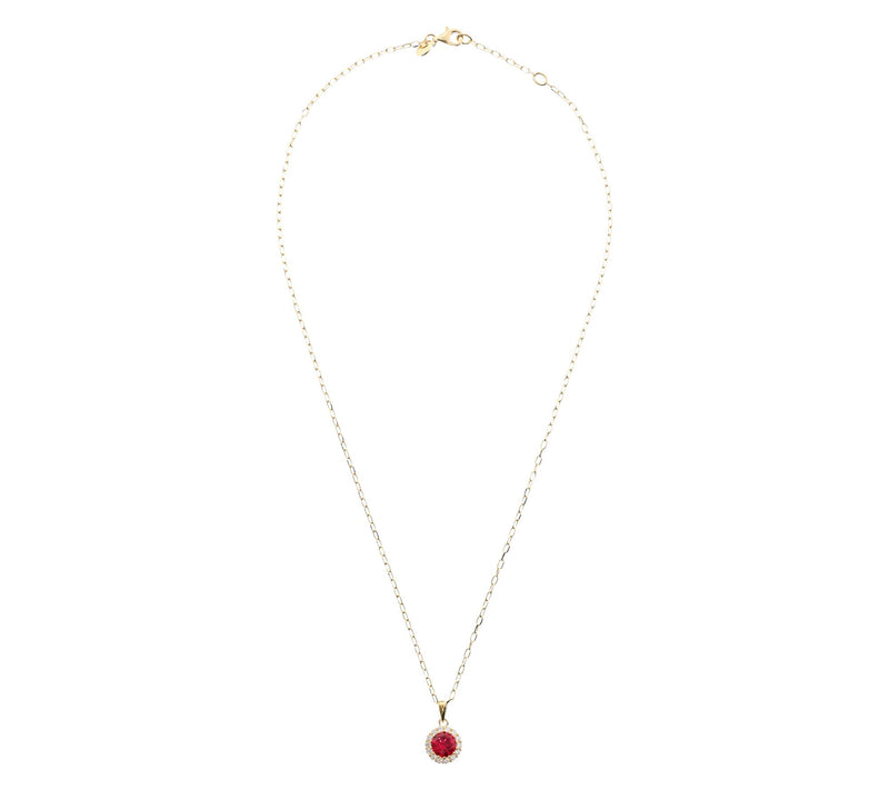 Diamonique Halo Pendant w/ Chain, 14K Gold Plated — View 2