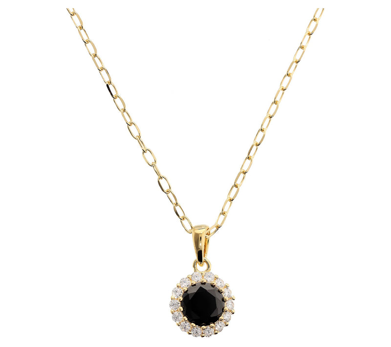 Diamonique Halo Pendant w/ Chain, 14K Gold Plated — View 10
