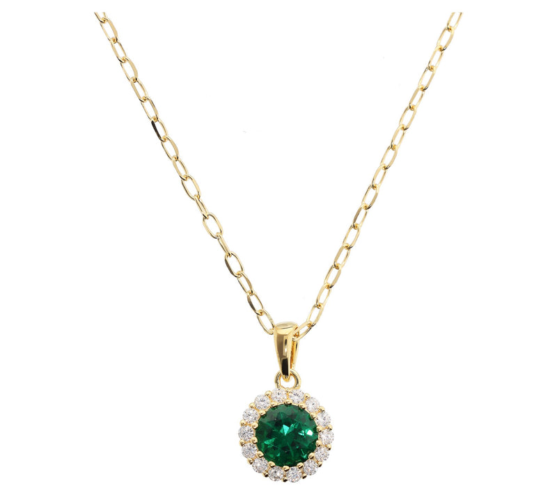 Diamonique Halo Pendant w/ Chain, 14K Gold Plated — View 11