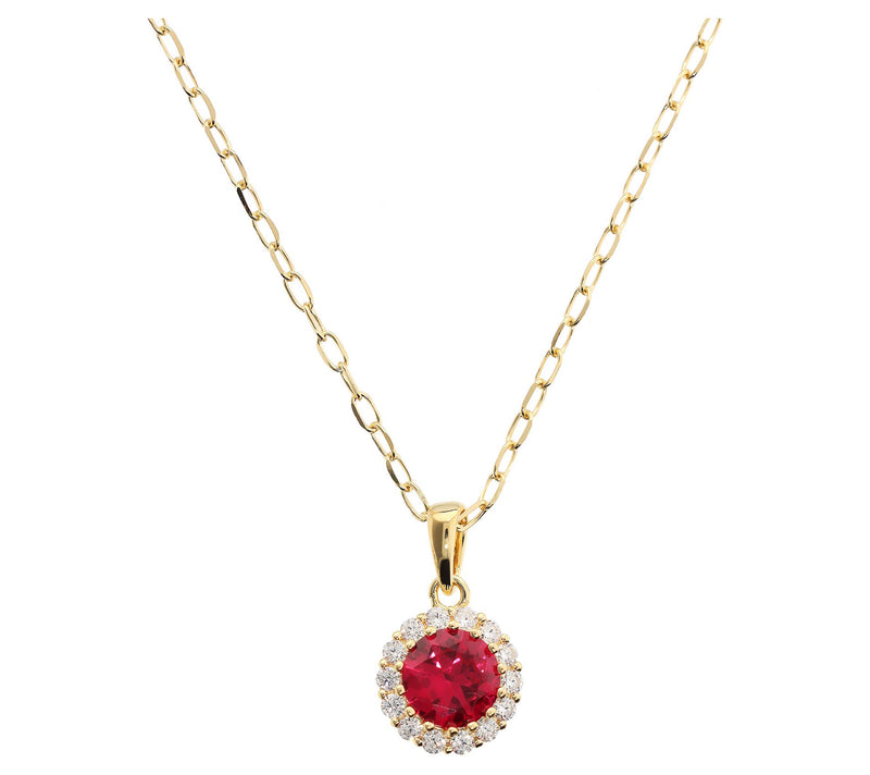 Diamonique Halo Pendant w/ Chain, 14K Gold Plated — View 12