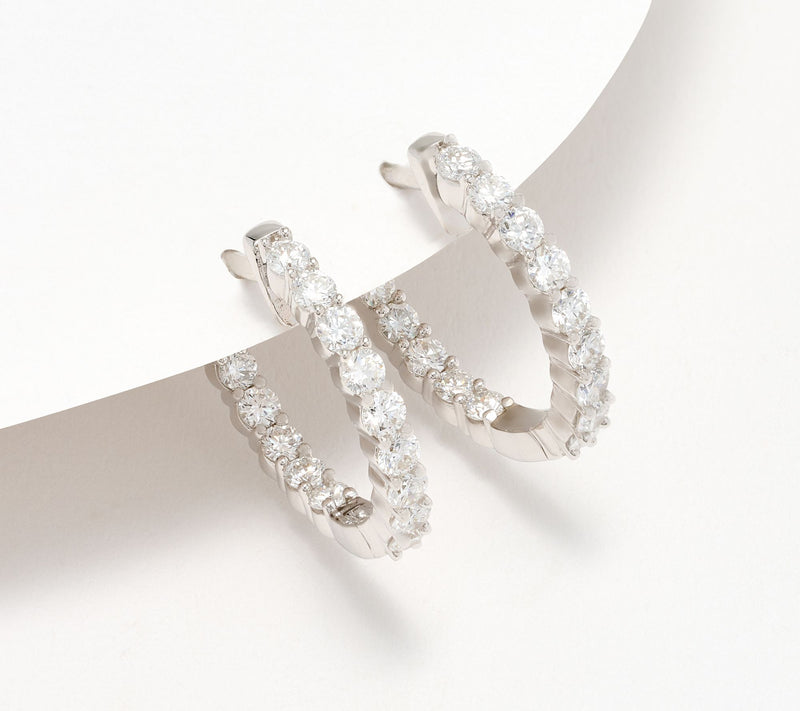 Fire Light Lab Grown Diamond 1 cttw Hoop Earrings, Sterling Silver — View 5
