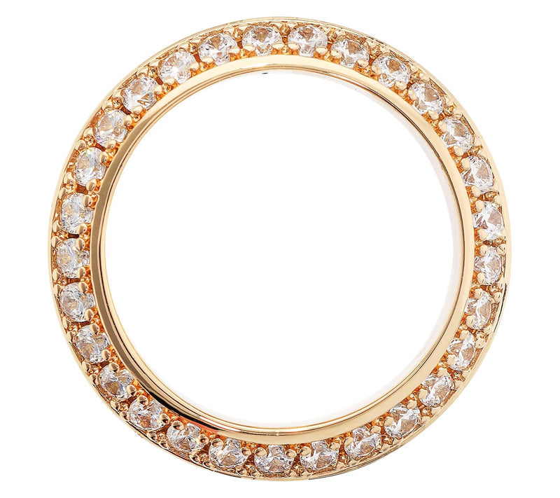 Diamonique x Bronzo Italia Band Ring, 18K GoldPlated — View 3