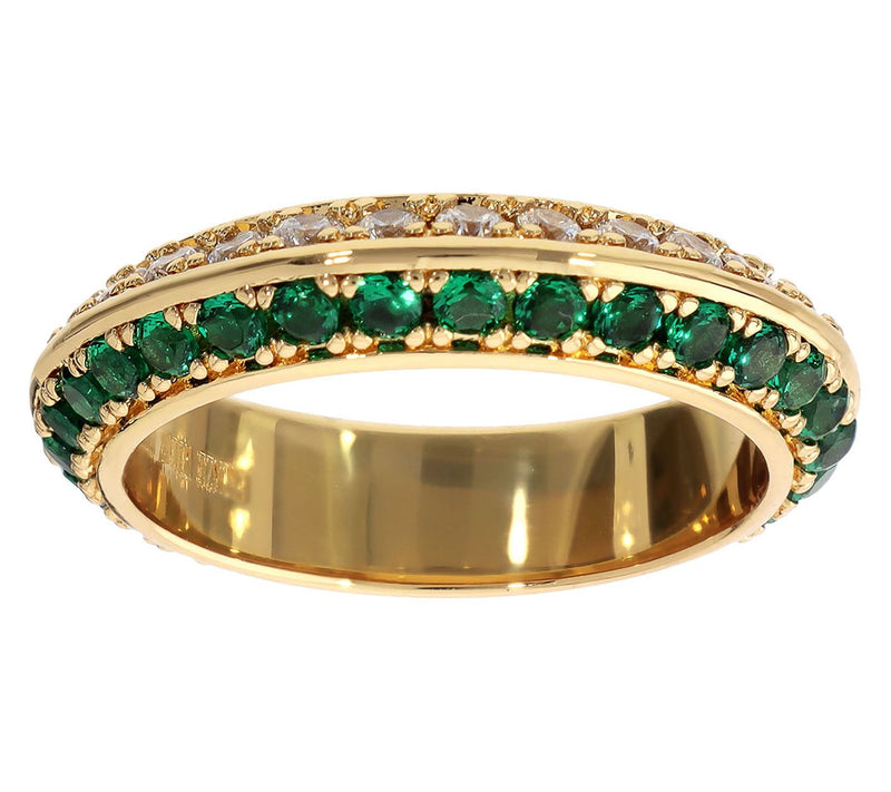Diamonique x Bronzo Italia Band Ring, 18K GoldPlated — Main view
