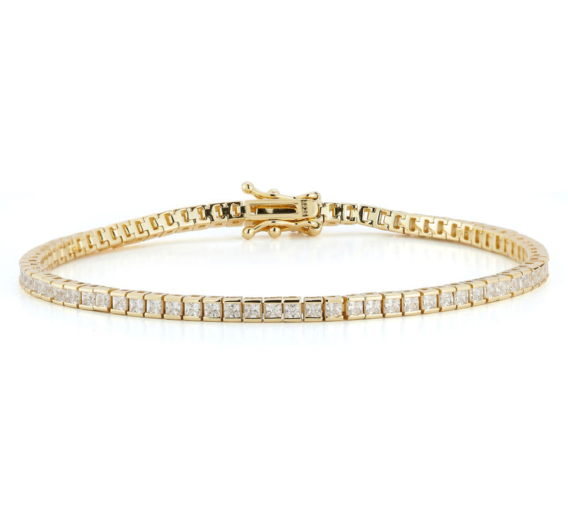 Sterlina Silver Thin Princess Cut Tennis Bracelet, Sterling — Main view