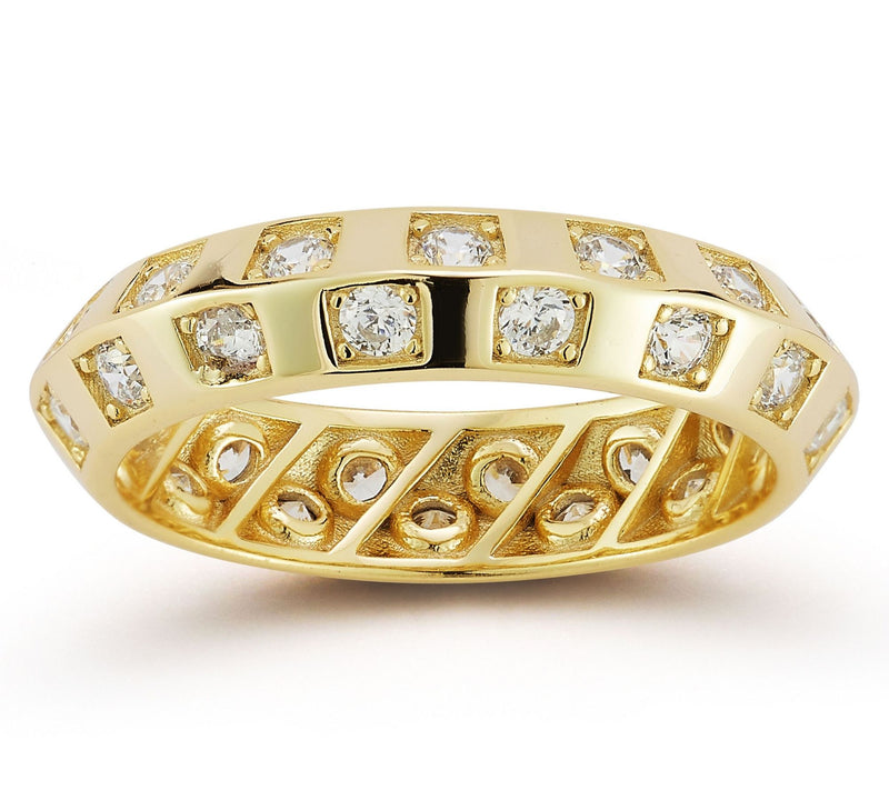 Sterlina Silver Pave Checkered Band Ring, Sterling — View 9