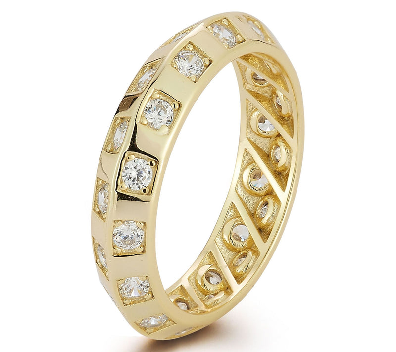 Sterlina Silver Pave Checkered Band Ring, Sterling — View 2