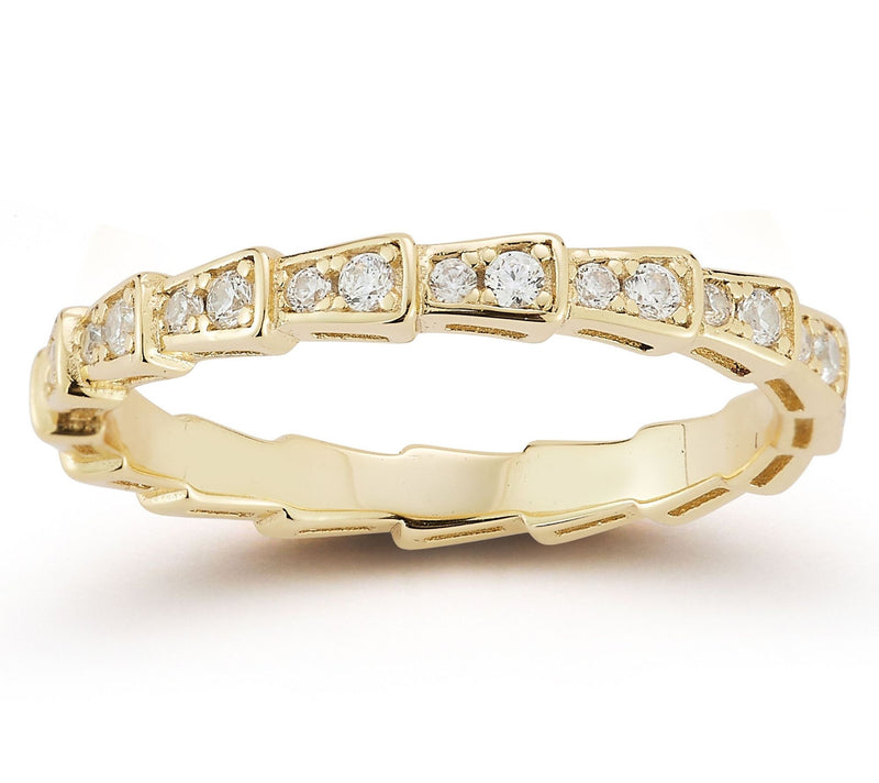 Sterlina Silver Thin Pave Tile Band Ring, Sterling — Main view